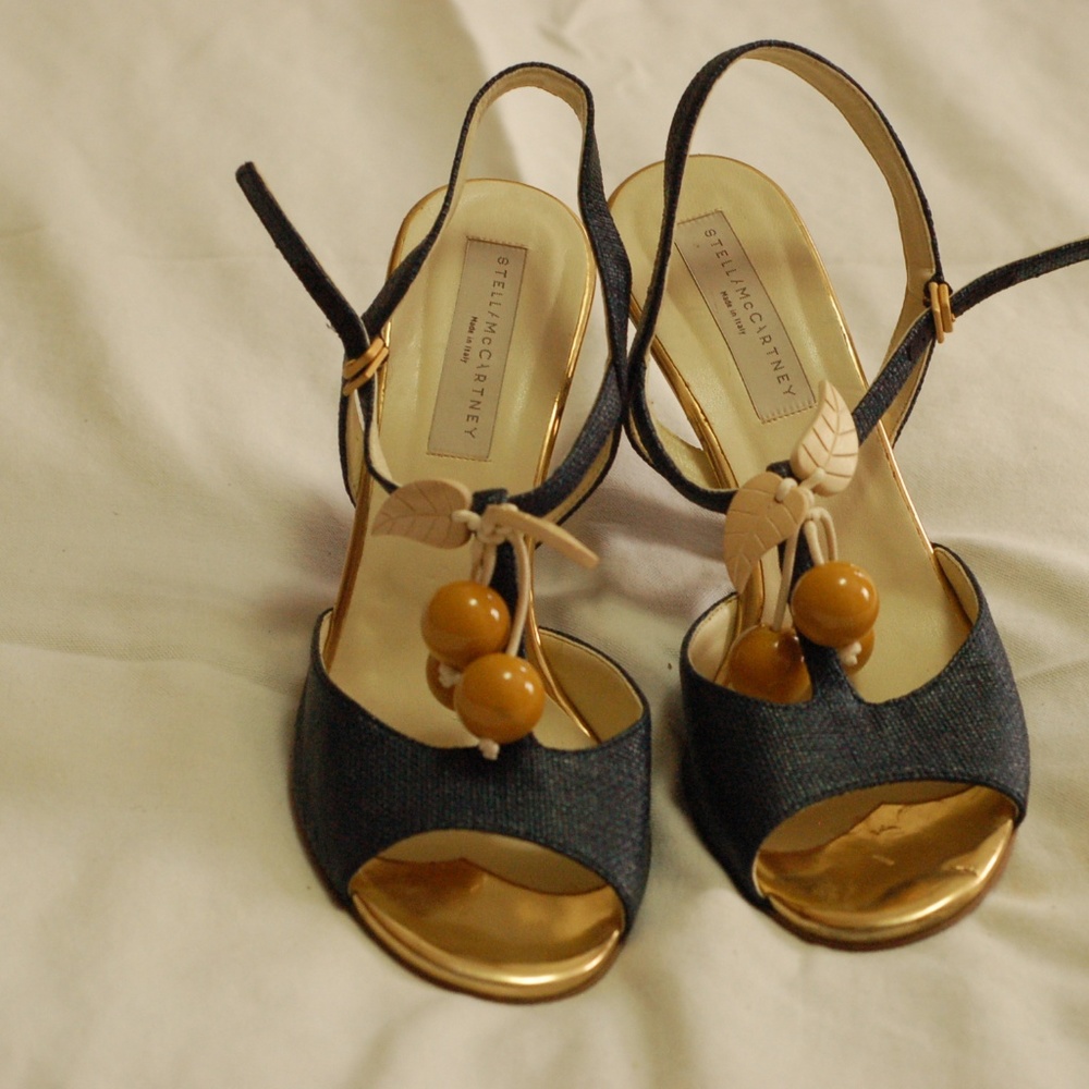 Stella McCartney Navy Blue Fabric Heels Size 401/2